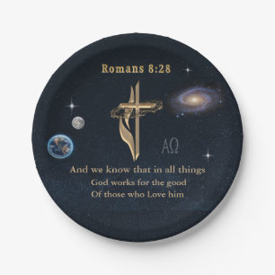 Romans 8:28 Christian Paper Plate