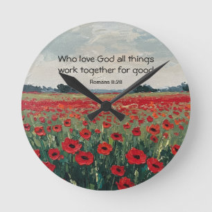 Romans 8:28 Christian Wall Clock