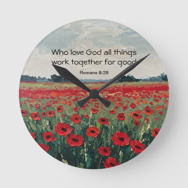 Romans 8:28 Christian Wall Clock (Front)