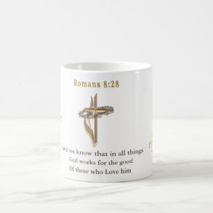 Romans 8:28 coffee mug