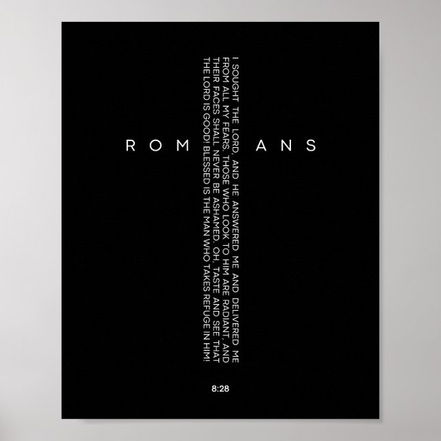Romans 8:28 Cross Scripture Art Poster (Front)