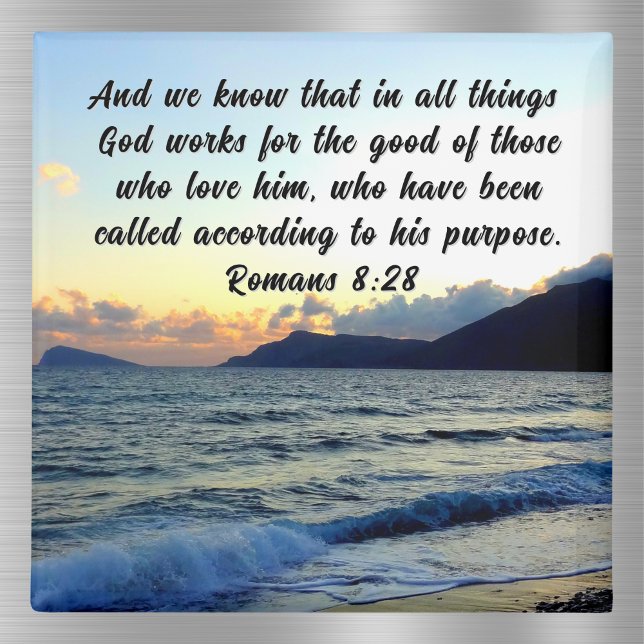 Romans 8:28 Custom Bible Verse Sunset Magnet (Creator Uploaded)