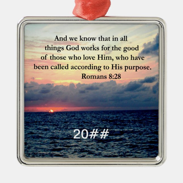 ROMANS 8:28 FAITH METAL TREE DECORATION (Front)