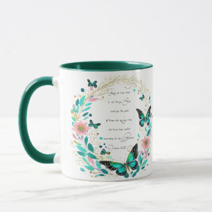 Romans 8:28 Flowers and butterflies  Mug
