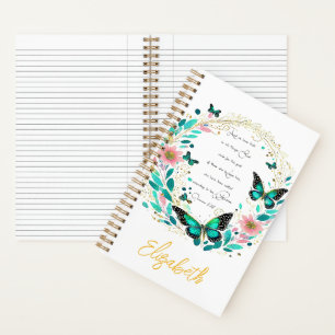 Romans 8:28 Flowers and butterflies  Notebook