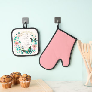 Romans 8:28 Flowers and butterflies Oven Mitt & Pot Holder Set