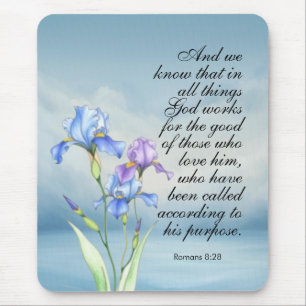 Romans 8:28 Iris Watercolor  Mouse Mat