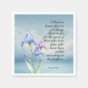 Romans 8:28 Iris Watercolor  Napkin