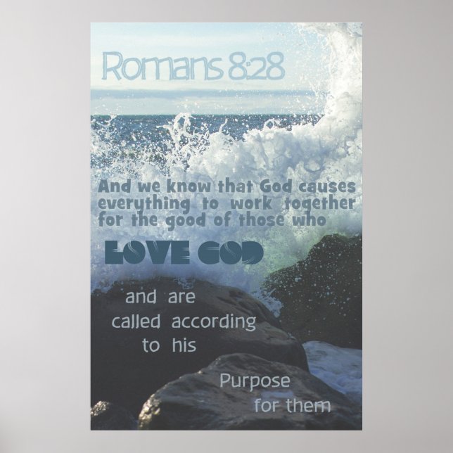 Romans 8:28 Ocean Poster (Front)