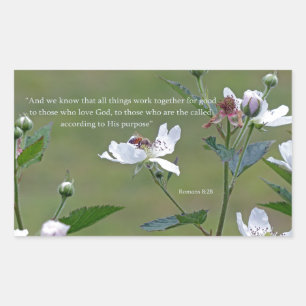 Romans 8:28 rectangular sticker