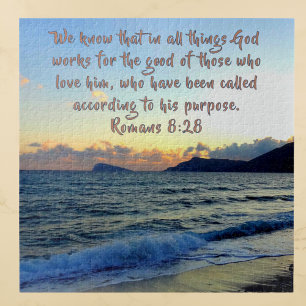 Romans 8:28 Soothing Bible Verse And Beach  Jigsaw Puzzle