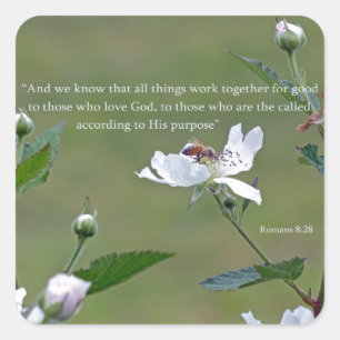 Romans 8:28 square sticker