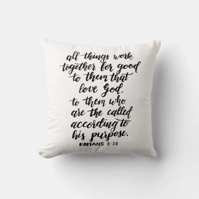 Romans 8:28 Throw Pillow (Front)