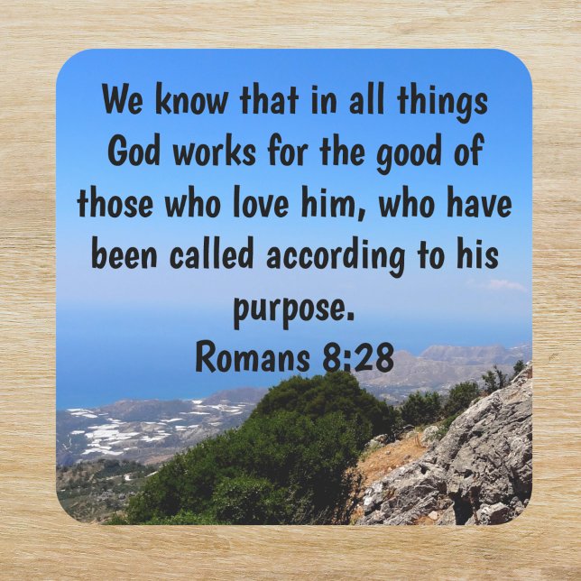 Romans 8:28 Trust God's Plan Bible Verse Custom Square Sticker (Creator Uploaded)