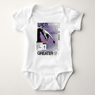 Romans 8:31 Cyberpunk Hand Of God Glitch Art Baby Bodysuit