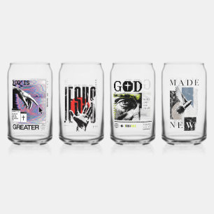 Romans 8:31 Cyberpunk Hand Of God Glitch Art Can Glass