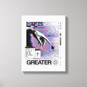 Romans 8:31 Cyberpunk Hand Of God Glitch Art Canvas Print