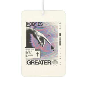 Romans 8:31 Cyberpunk Hand Of God Glitch Art Car Air Freshener
