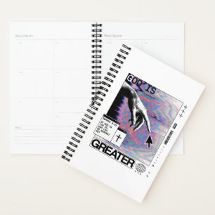 Romans 8:31 Cyberpunk Hand Of God Glitch Art Planner
