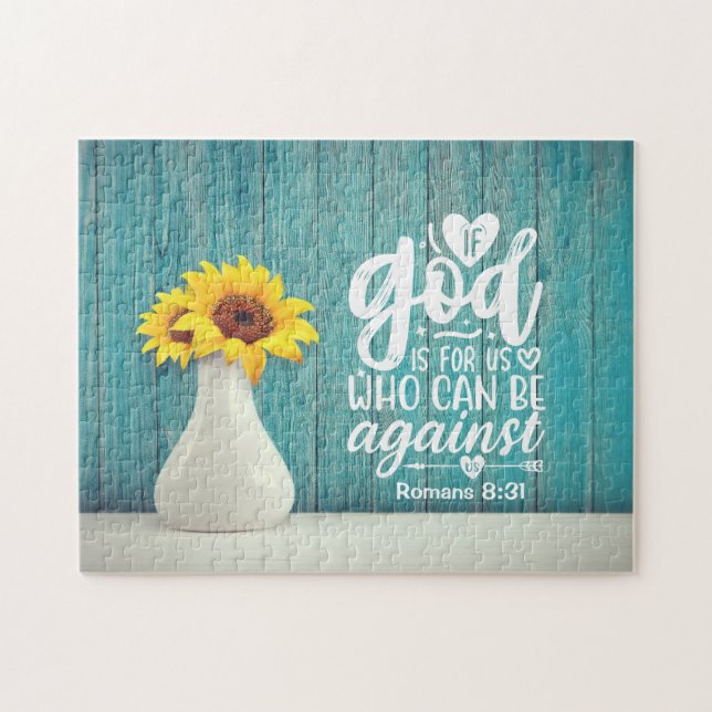Romans 8:31 If God is for us who can be against us Jigsaw Puzzle (Horizontal)
