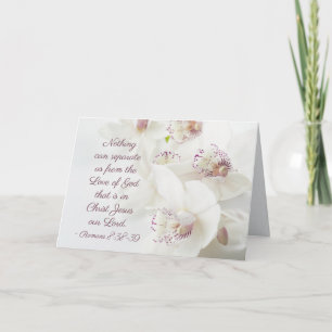 Romans 8:38-39 Love of God Bible White Orchids Card