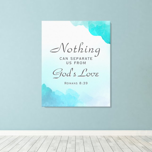 Romans 8:39 God's Love Bible Verse Christian Canvas Print (Insitu(Wood Floor))