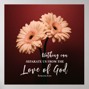 Romans 8 39 Love of God Bible Verse Pink Brown  Poster