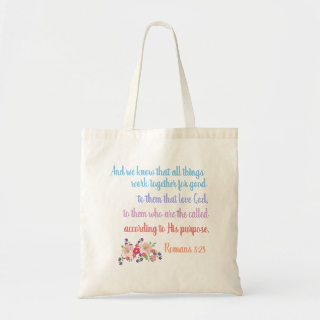 Romans 8 Bible Verse Design Tote Bag (Front)
