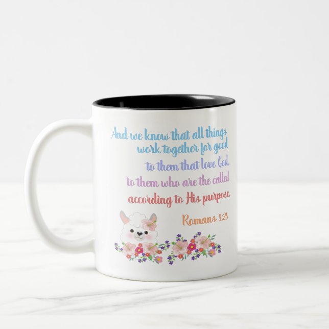 Romans 8 Bible Verse Design Two-Tone Coffee Mug (Left)