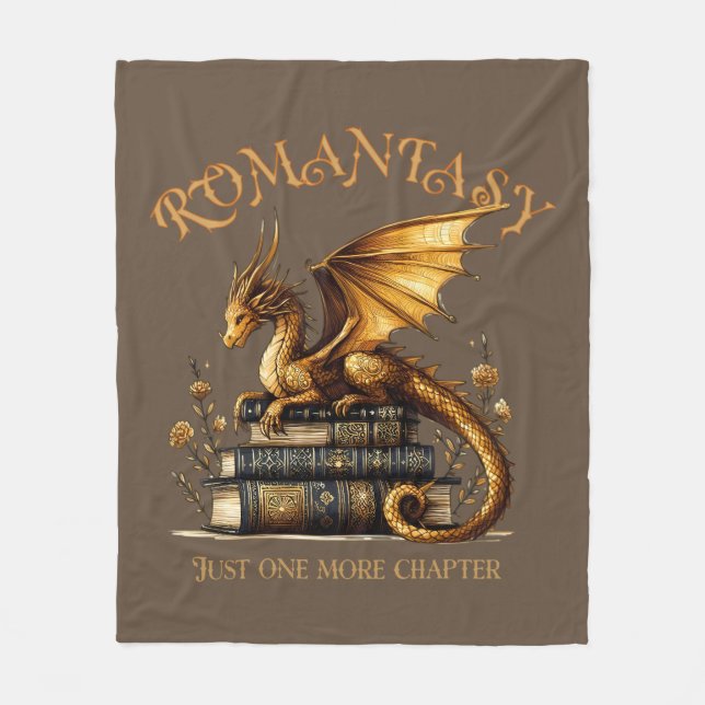 Romantasy Dragon Books Just one more chapter Fleece Blanket (Front)