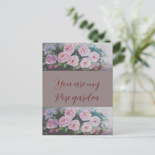 Romantc PINK WILD ROSES PAINTING  POSTCARD