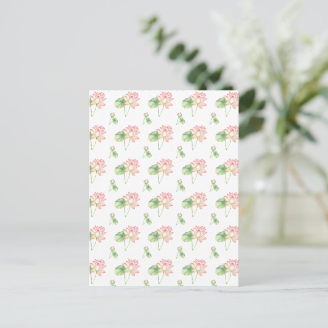 Romantic Сute lotus flowers    Postcard (Standing Front)