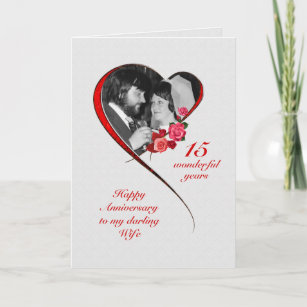 Romantic 15th Wedding Anniversary for Wife Card