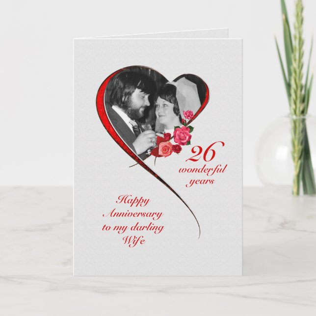 Romantic 26th Wedding Anniversary for Wife Card (Front)