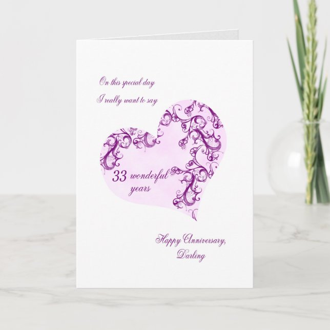 Romantic 33rd Wedding Anniversary Card (Front)