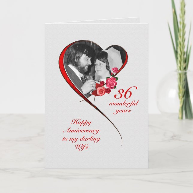 Romantic 36th Wedding Anniversary for Wife Card (Front)
