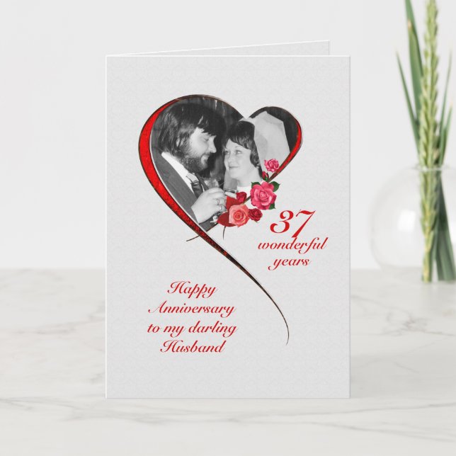 Romantic 37th Wedding Anniversary for Husband Card (Front)
