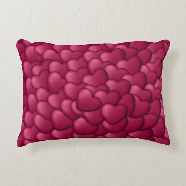 Romantic 3D Red Hearts Pattern-32322 Decorative Cushion (Front)