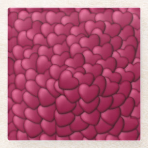 Romantic 3D Red Hearts Pattern-32322 Glass Coaster