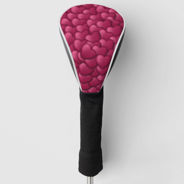 Romantic 3D Red Hearts Pattern-32322 Golf Head Cover (Front)