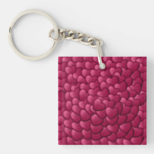 Romantic 3D Red Hearts Pattern-32322 Key Ring