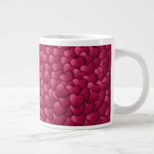 Romantic 3D Red Hearts Pattern-32322 Large Coffee Mug