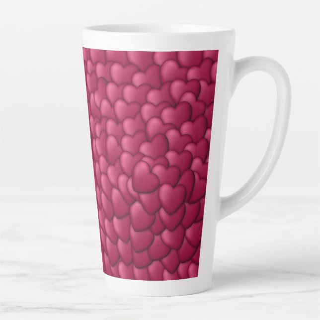 Romantic 3D Red Hearts Pattern-32322 Latte Mug (Right)