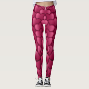 Romantic 3D Red Hearts Pattern-32322 Leggings