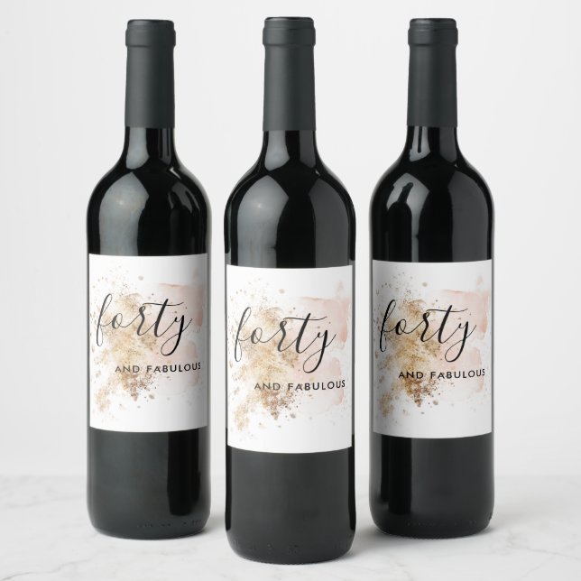 Romantic 40 & Fabulous 40th Birthday  Wine Label (Bottles)