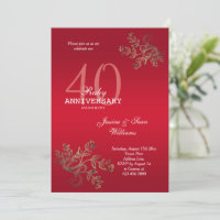 Romantic 40th Ruby Wedding Anniversary