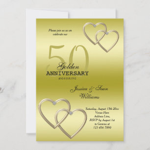Romantic 50th Gold Wedding Anniversary Invitation