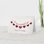 Romantic 60th Birthday Red Heart Bunting wife Card<br><div class="desc">A beautiful and romantic 60th birthday card for a husband to give his wife. The outside of the card has a string of rose red bunting hearts on a vintage lace background. The text reads, "To my wonderful wife, happy 60th birthday". The inside of the card can be customised to...</div>