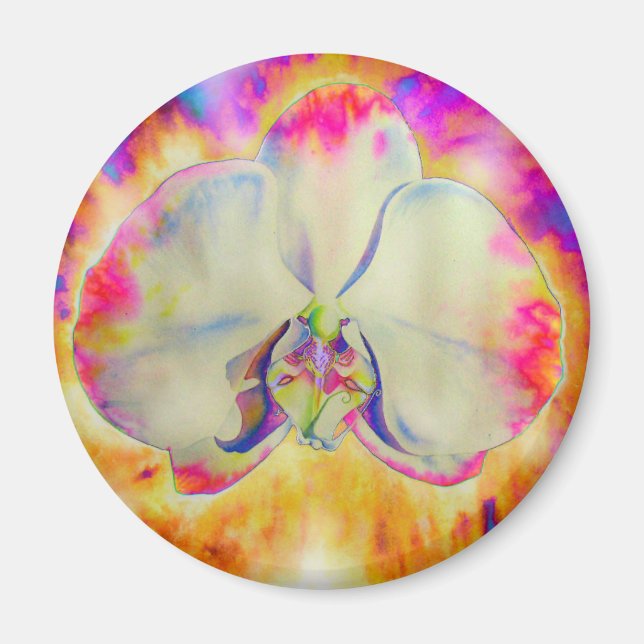 Romantic abstract orchid watercolor painting magnet (Front)