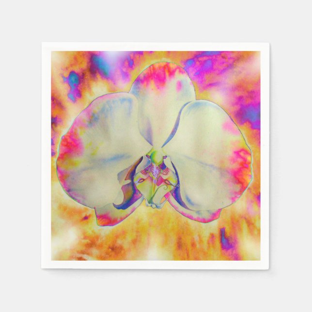 Romantic abstract orchid watercolor painting napkin (Front)